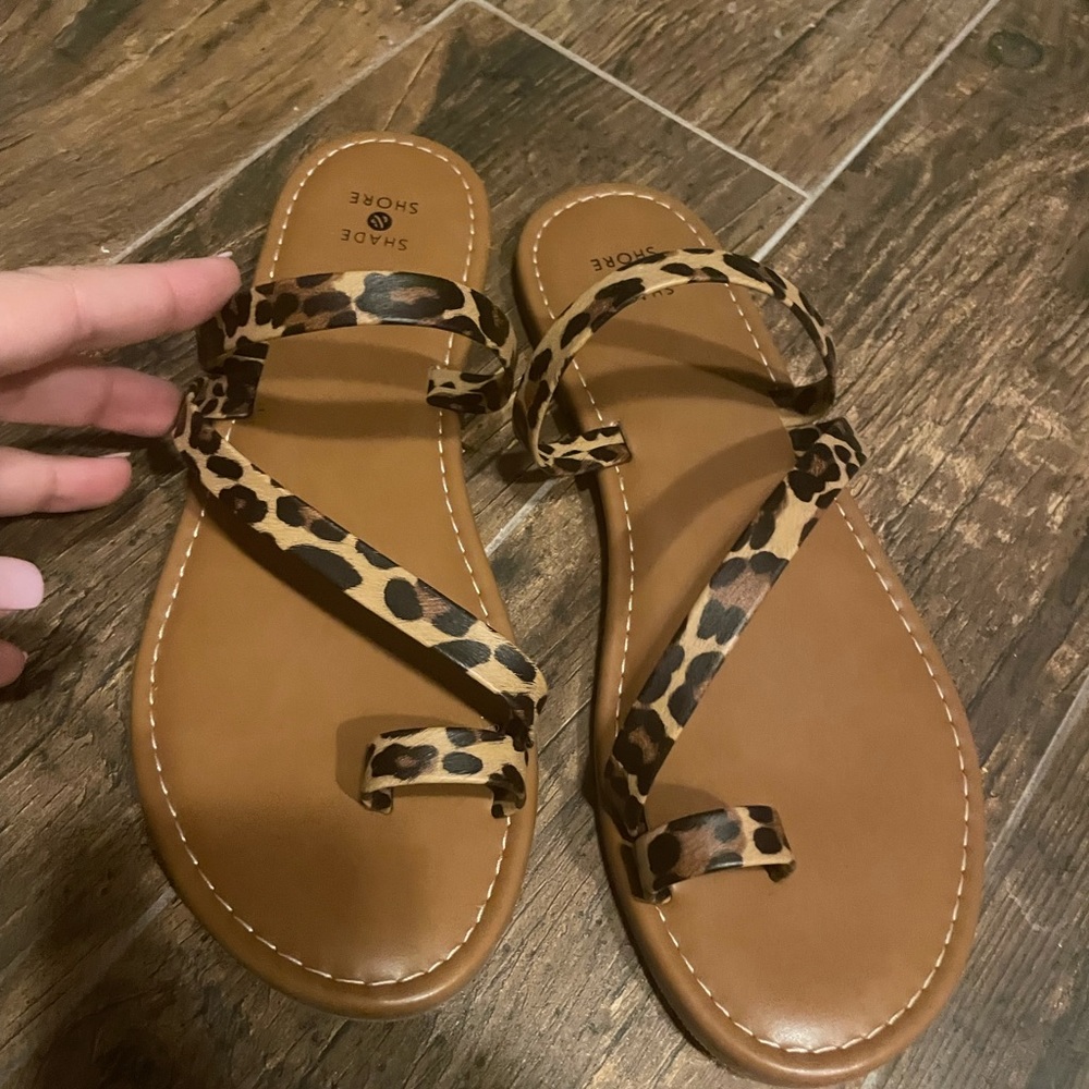 Leopard print sandals. Size 9